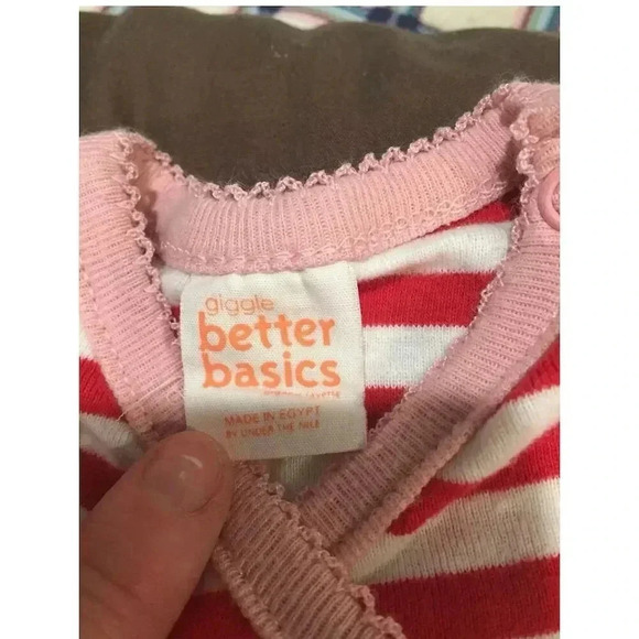 Giggle back to basics size 0/3m Baby Girls' Red Striped Dress with Bloomers - Picture 2 of 3